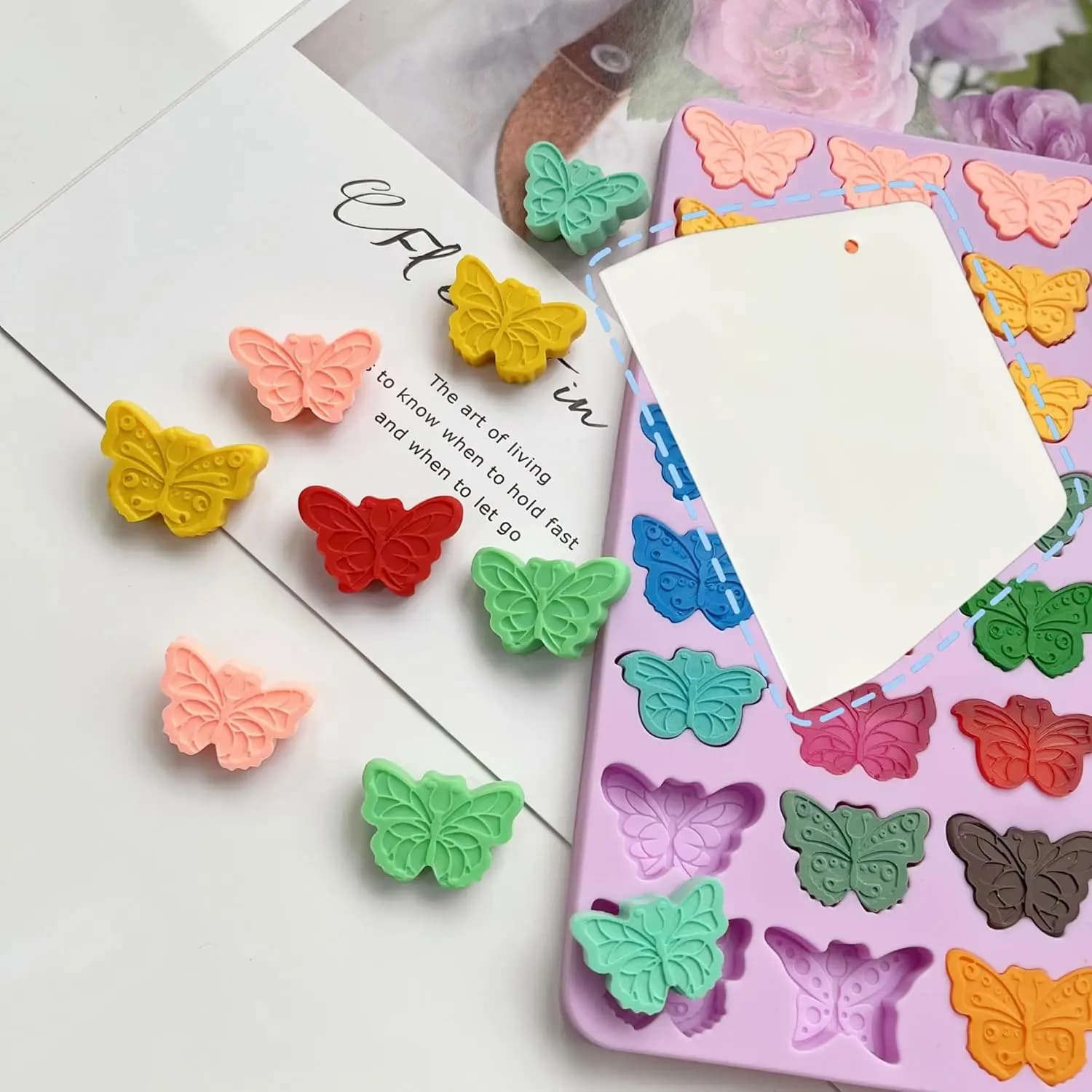Stampi in Silicone a Forma di Farfalla per Cioccolato e Caramelle Gommose, Stampi per Cubetti di Ghiaccio a Forma di Farfalla con Raschietto (farfalla)