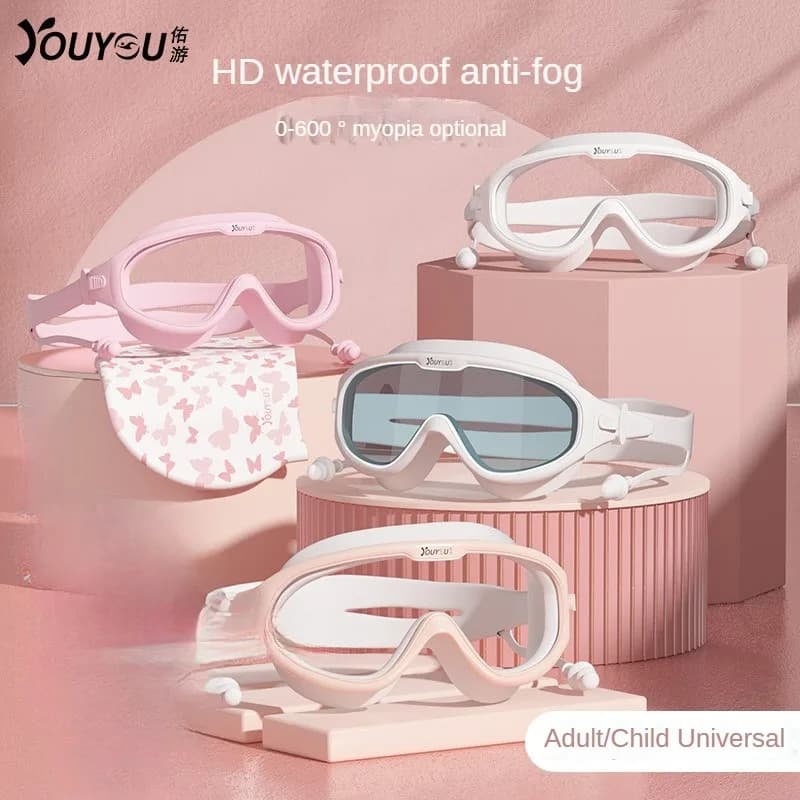 HD Anti-fog Swimming Goggles with Earplugs Adult Men Women Leak Proof Adjustable high-quality Silicone Swim Protection Eyewear