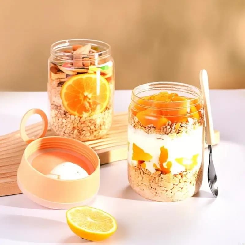 Contenitore per avena notturna con coperchio, barattolo avena notturna da 16 Oz confezione da 2/4, tazze farina d'avena,