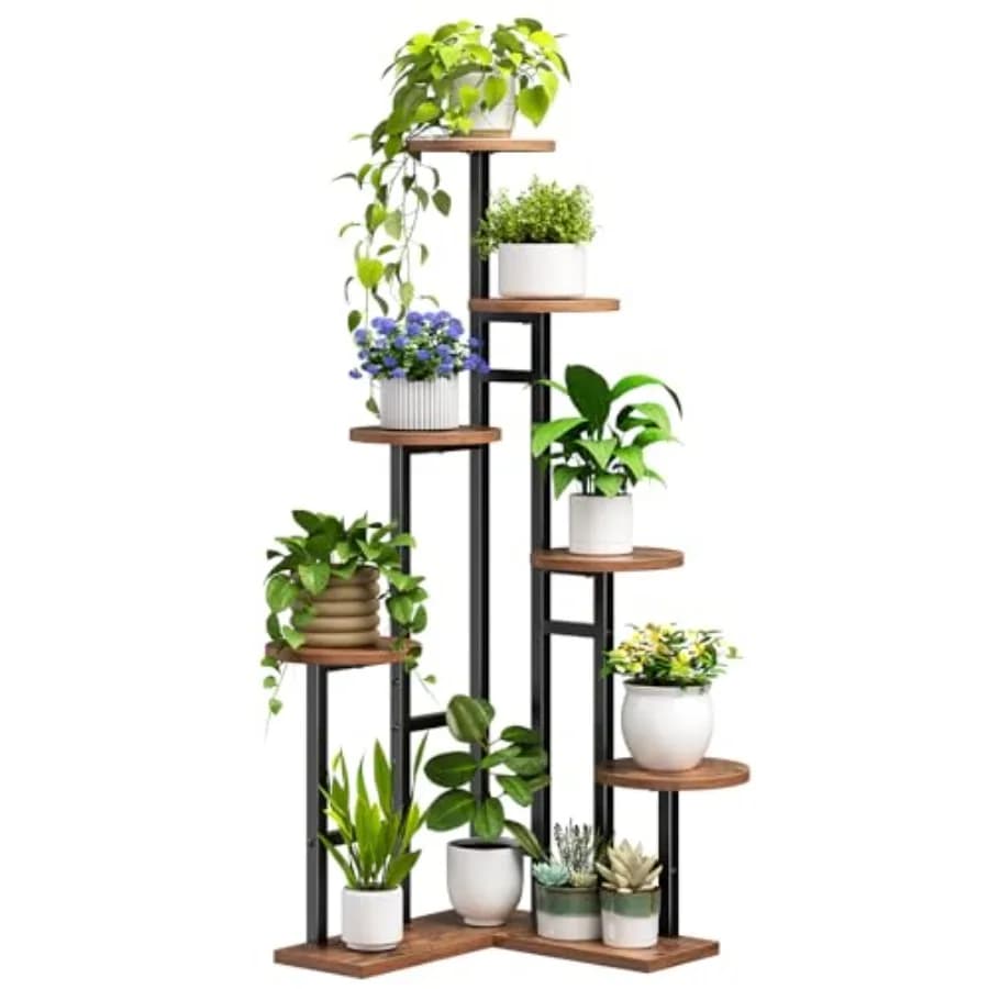 Espositore Angolare per Piante da Interno, Scaffale a 7 Livelli per Piante Multiple, Organizzatore Angolare per Piante, Porta Fiori, per Soggiorno