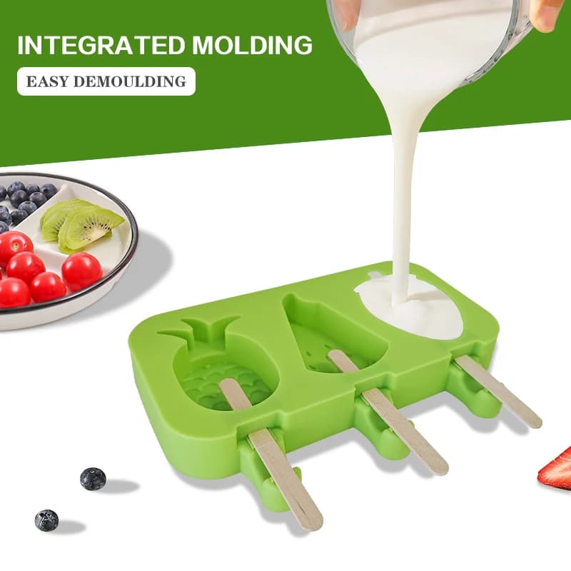 3 in1 stampo in Silicone per gelato a forma di frutta fai da te fragola ananas anguria ghiacciolo caramelle stampo per cioccolato forniture per la cottura