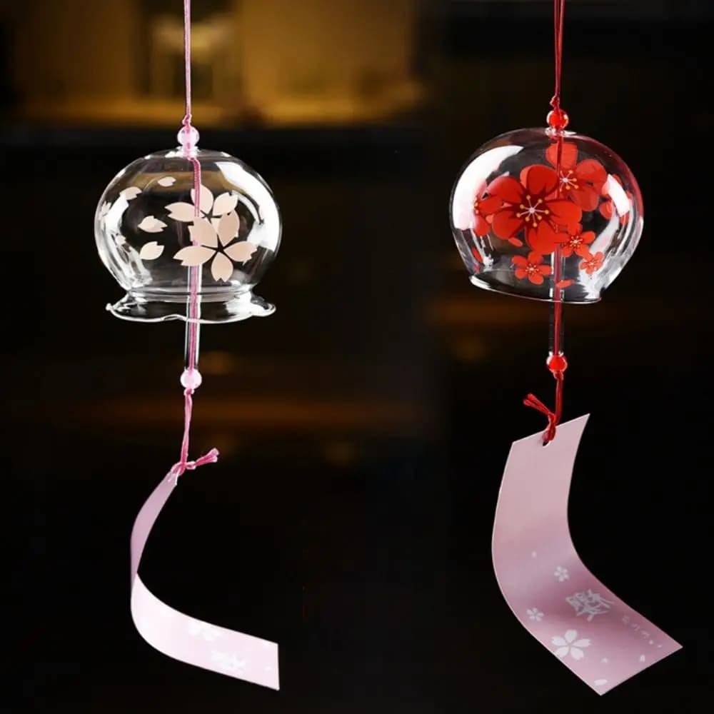 Handmade Handmade Glass Wind Chime Glass Painting Pendant Design Glass Painted Wind Chime Kawaii Style Music Bell Sound