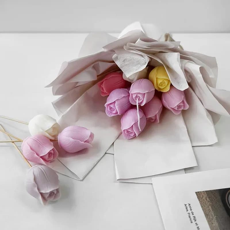 Set di 6 Stampi in Silicone a Forma di Tulipano 3D per Candele Artigianali, Sapone, Resina, Gesso, Decorazione Casa