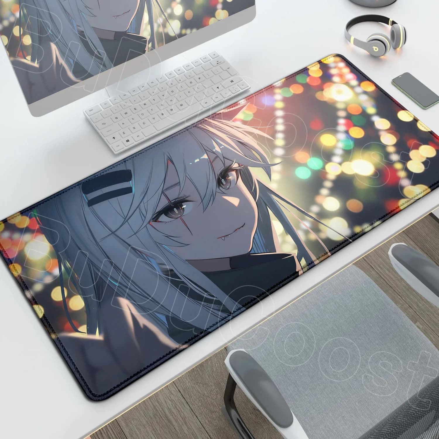 Tappetino per mouse da gioco Tappetino per mouse in gomma antiscivolo con bordo bloccabile Tappetino per tastiera da ufficio XXL Tappetino da scrivania Kawai Lappland Decorazione HD per desktop