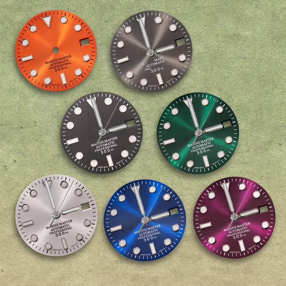 Quadrante NG S Logo 28.5mm SUBMARINE per Movimenti NH35/NH36/4R, Luminoso Verde C3, Accessori di Modifica e Parti di Ricambio per Orologi da Uomo