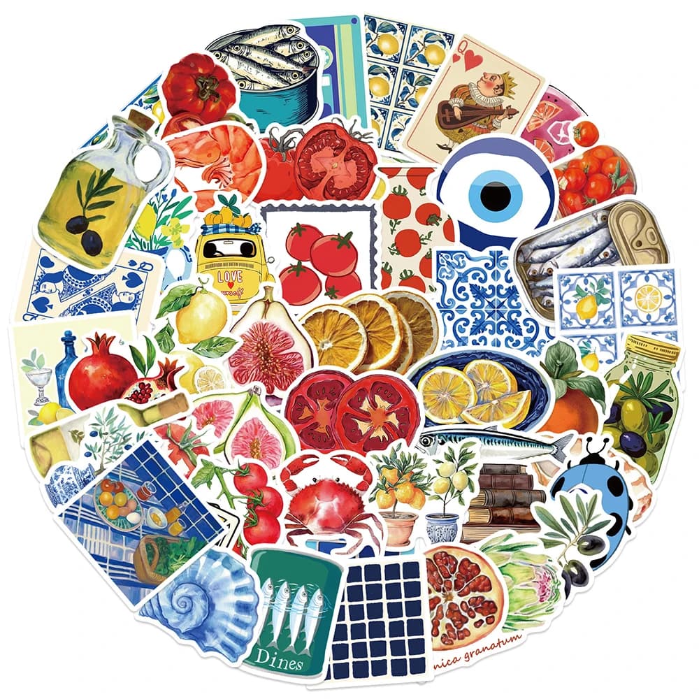 10/30/50/100pcs Mediterraneo Pomodoro Cartoon Adesivi Estetica Vintage Graffiti Adesivo Telefono Bagagli Frigo Laptop Decalcomanie Pack