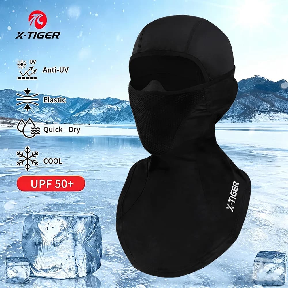 X-TIGER Summer Cycling Face Mask UPF50+ UV Protection Breathable Sweat Wicking Balaclava for Outdoor Sports Ice Silk Bike Mask