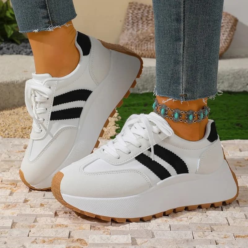 2026 Ladies Chaussure Femme Spring Thick Bottom Women's Shoes Summer Casual Patchwork Leather Sneakers Casual Vulcanised Shoes