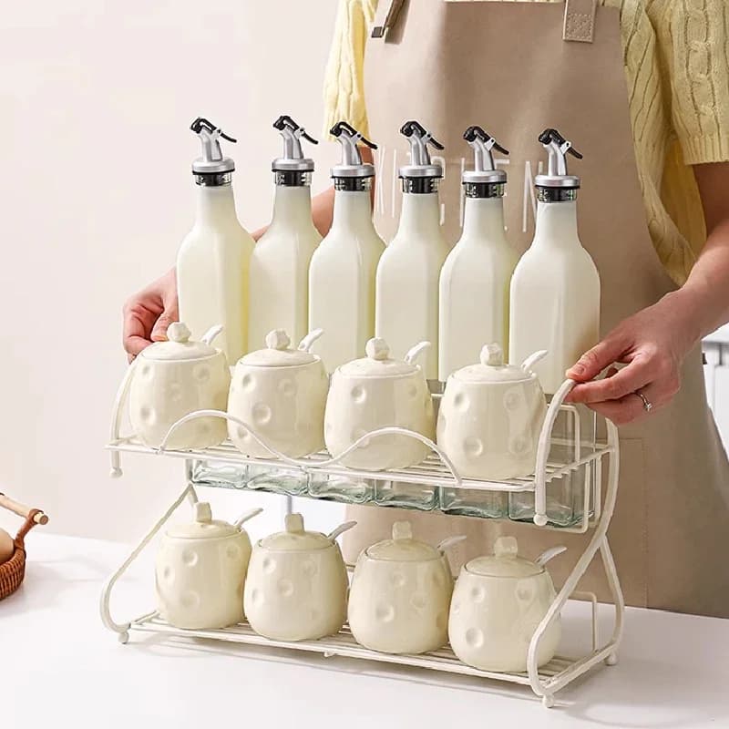 Set di barattoli per condimenti a forma di formaggio barattolo di sale in ceramica da cucina scatola per condimenti per uso domestico olio salsa di sale e aceto barattolo per bottiglie di condimento