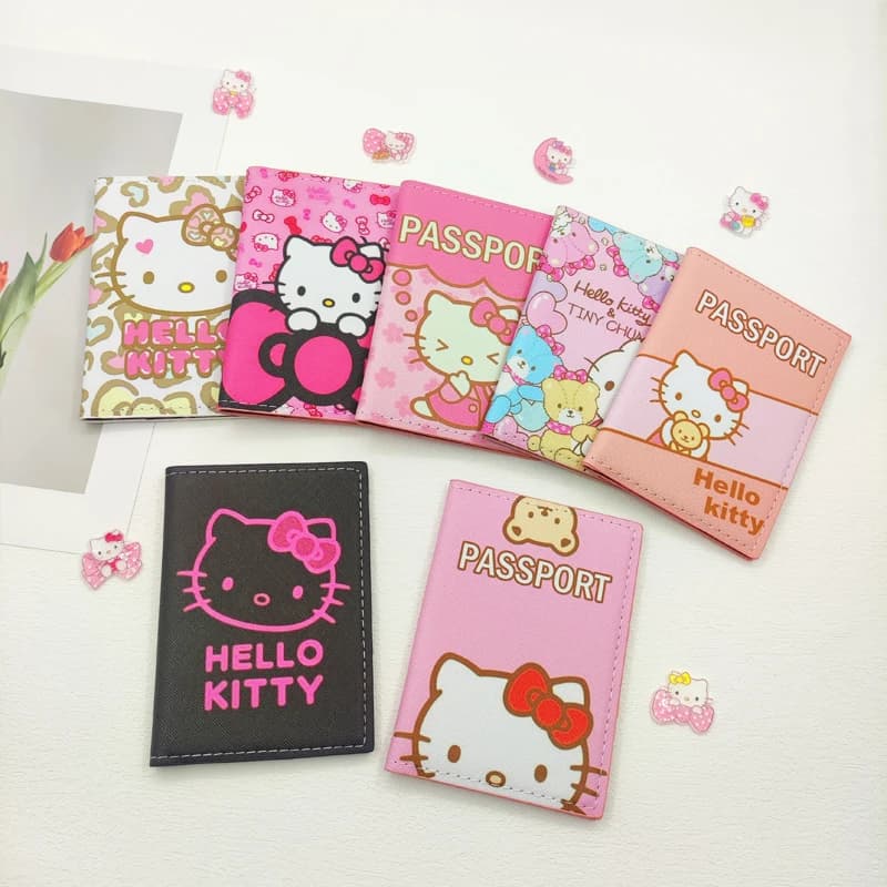 Porta Passaporto Hello Kitty Rosa, Porta Carte di Credito Sanrio, Porta Documenti in Pelle PU per Donne, Porta Passaporto per Bambini, Regalo