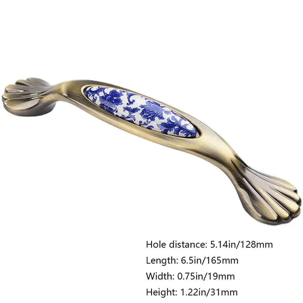 Maniglie Decorative in Porcellana Blu e Bianca per Mobili, Cassetti, Armadi e Porte