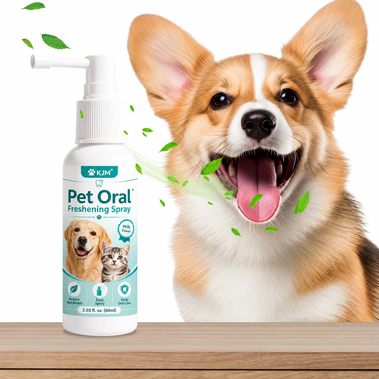 KJM 2-In-1 Pet Dental Oral Spray Gentle Tartar Control Freshen Breath Bad Odor Remover Safe For Cats Dogs Teeth Clean