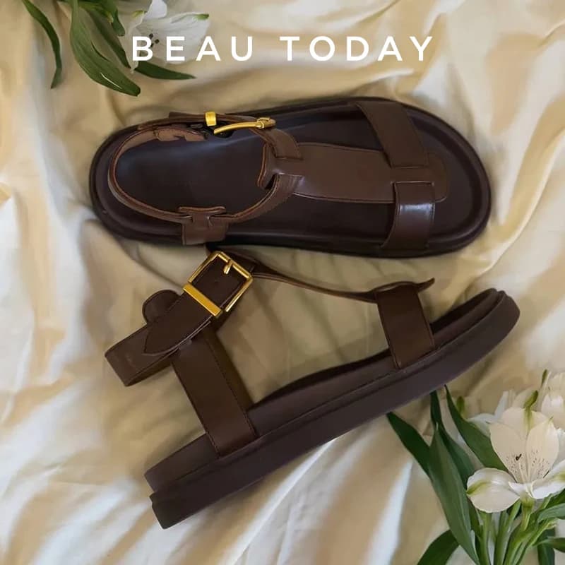 BEAUTODAY Sandali gladiatore da donna in vera pelle di mucca con cinturino a T sandalo con plateau per il tempo libero scarpe estive da donna fatte a mano 32429