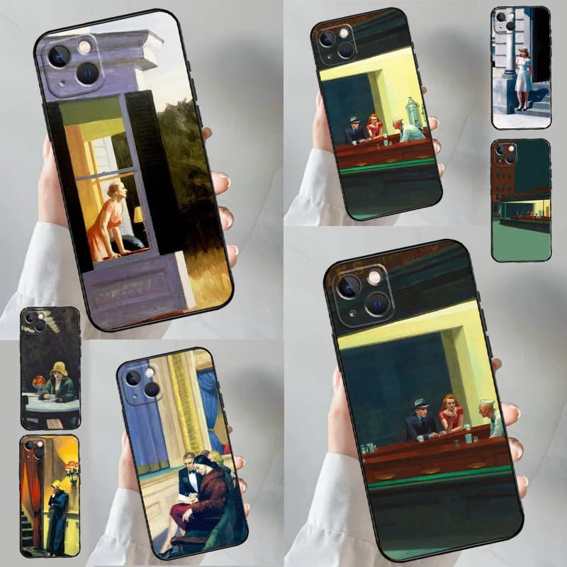 Custodia per telefono Nighthawks By Edward Hopper per iPhone 16 15 14 11 12 Mini 13 Pro Max X XR XS Max Plus Custodia morbida