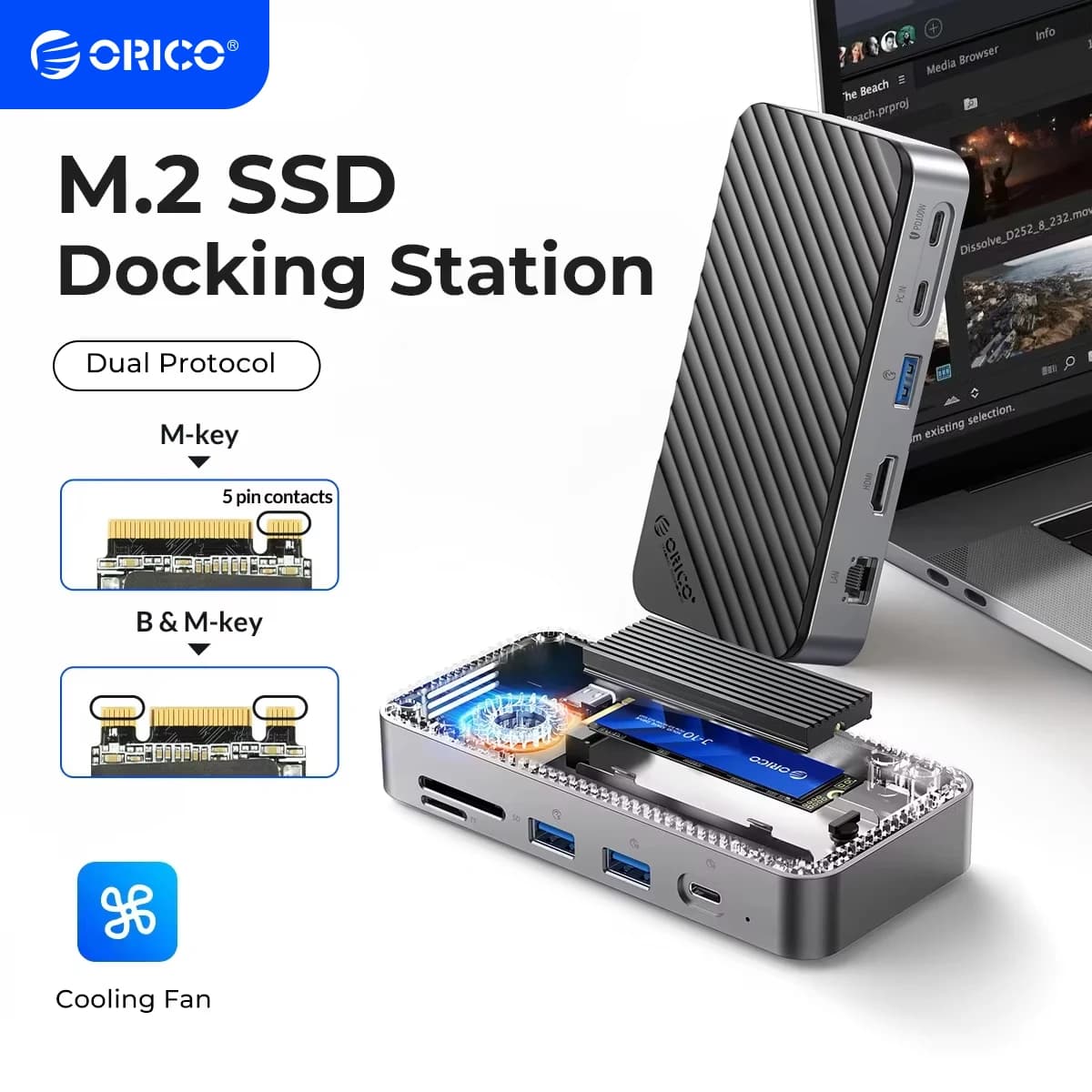 Docking Station rico Deck con Dual M.2 NVME SSD Case 3.5 Hard Drive Enclosure Steam Dock 10 in 1 HDMI 4 k60hz PD100W Ethernet