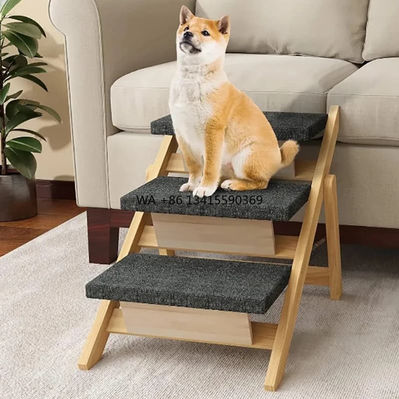 Rampa per scale per cani pieghevole in legno a 3 strati Mobili per interni antiscivolo per soggiorno Scala da arrampicata estiva per cani e gatti
