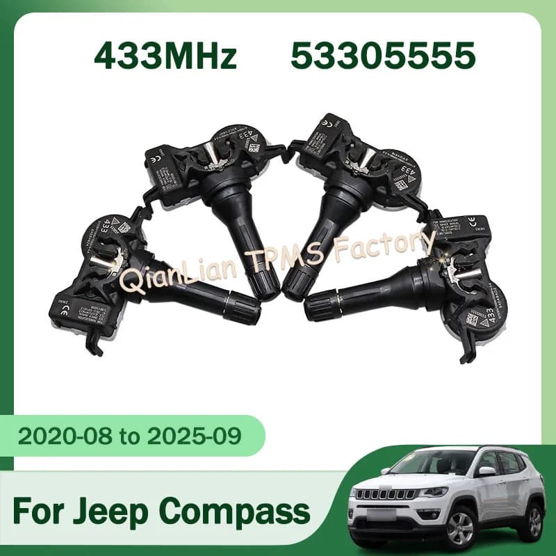 1/4 pz 433 MHz 53305555 53386476 68313387AA 68193586AB Sistema di Monitoraggio della Pressione Dei Pneumatici Per Jeep Compass Renegade Grand Cherokee