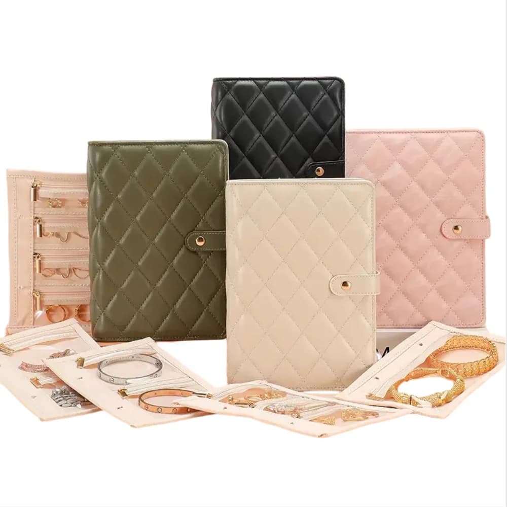 Scatola portaoggetti per gioielli, borsa portaoggetti, comoda raccoglitore ad anelli per libri portaoggetti per gioielli, borsa per gioielli in velluto con cerniera trasparente, ess da viaggio