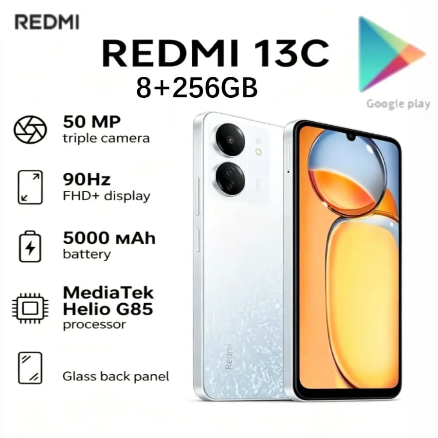 2026 (Ultimo Modello) Smartphone Redmi 13C Edizione Globale: 8+256GB di Memoria, Tripla Fotocamera da 50MP, Processore MediaTek Helio G85