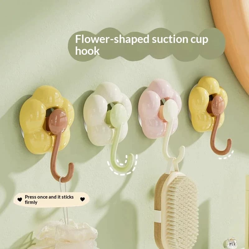 3PCS Flower Shape Suction Cup Hook No Drill Wall Hook Reusable Traceless Hanger For Bathroom Kitchen Home Storage Decor