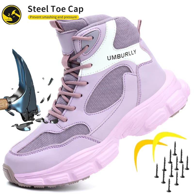 Women’s Outdoor Wear-resistant Steel Toe Safety Shoes, Anti-smashing & Anti-puncture Protective Work Shoes for Garden Yard Work