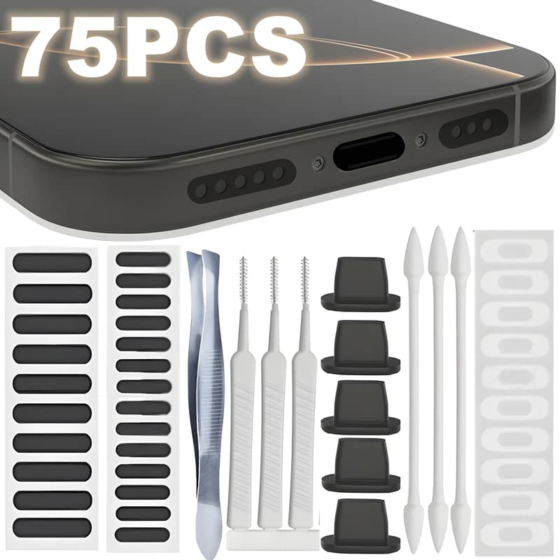 Universal Mobile Phone Speaker Dust Plug Mesh Sticker for iPhone 17 16 PM Samsung Mi Charging Port Protector Cleaning Brush Kit