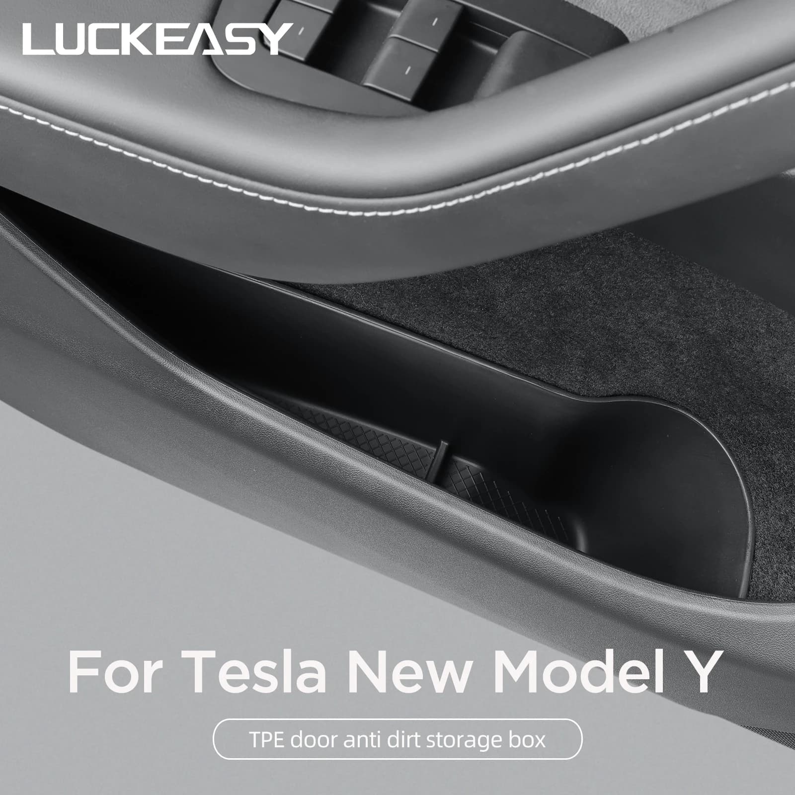 Scatola di immagazzinaggio della maniglia della porta laterale dell'auto per Tesla Model Y 2023 2024 Porta anteriore posteriore Anti sporco Vassoio organizzatore di immagazzinaggio Accessori auto