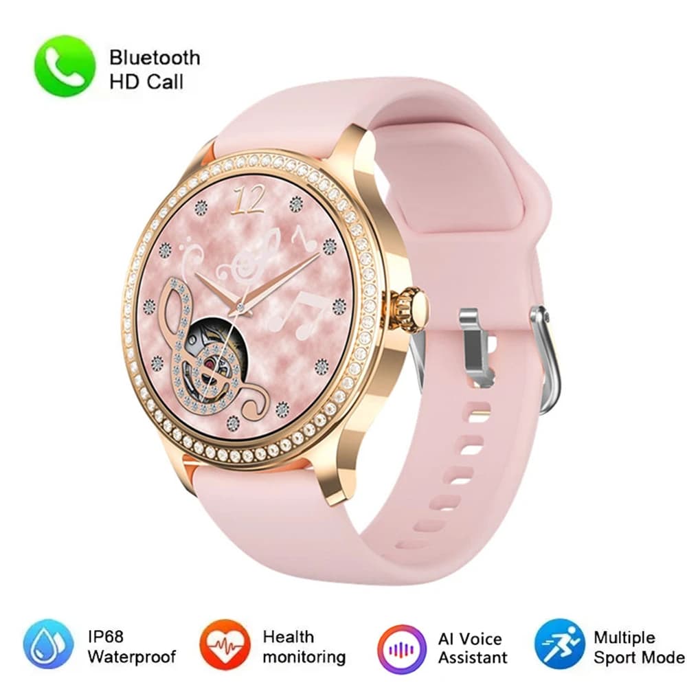GFORDT Smart Watch Women's Call Bluetooth Beautiful Sports Watch Fitness Bracelet Waterproof Heart Rated Smartwatch