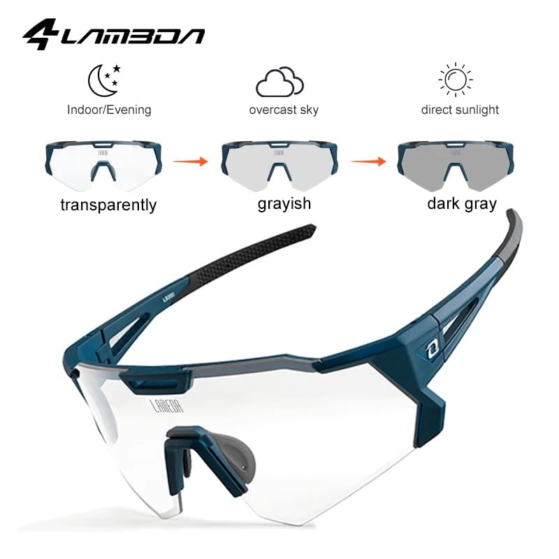 LAMEDA Occhiali da ciclismo Occhiali da sole per bicicletta fotocromatici Montatura per miopia Occhiali da bici da strada Attrezzatura MTB antiappannamento per la guida unisex