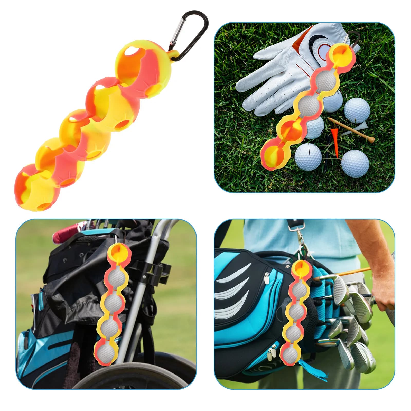 Golf Ball Holder Silicone Durable Protective Portable Hanging Clip for Golf Bag Accessories Golfs Equipment Golfs Supply