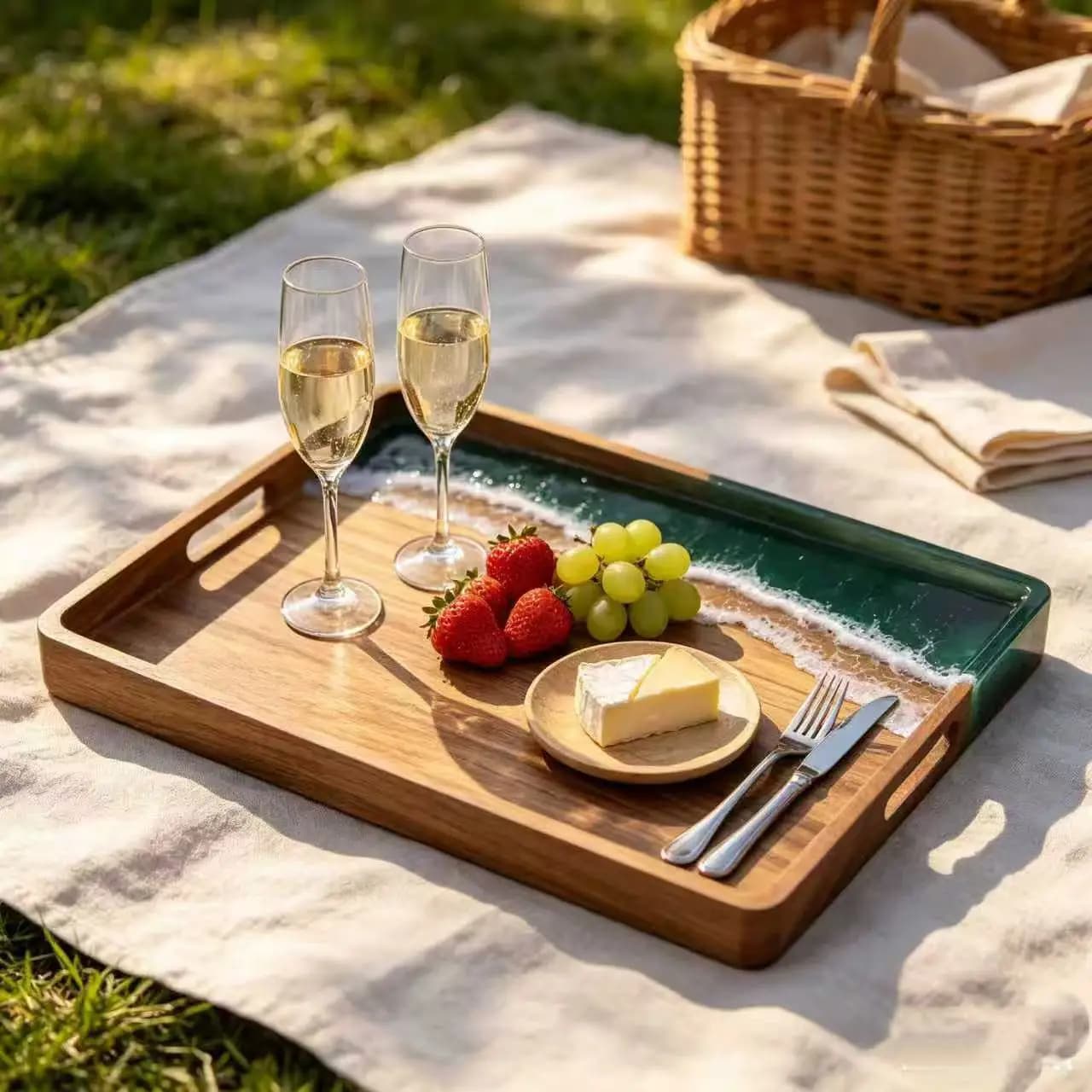 Cutting Board, Double-sided Use of High-quality Acacia Splicing Cutting Board, Drain Moisture-proof Kitchen Tools