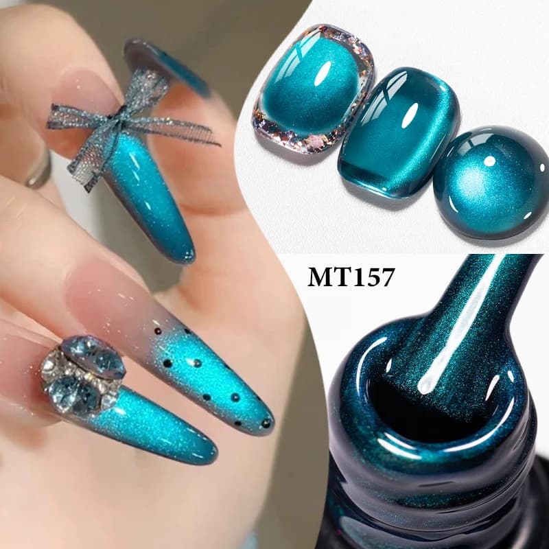 Night Elf Cat Smalto gel magnetico Blu Rosso Perlina di vetro Effetto semipermanente Soak Off Gel UV Smalto Manicure Unghie Art Fai da te