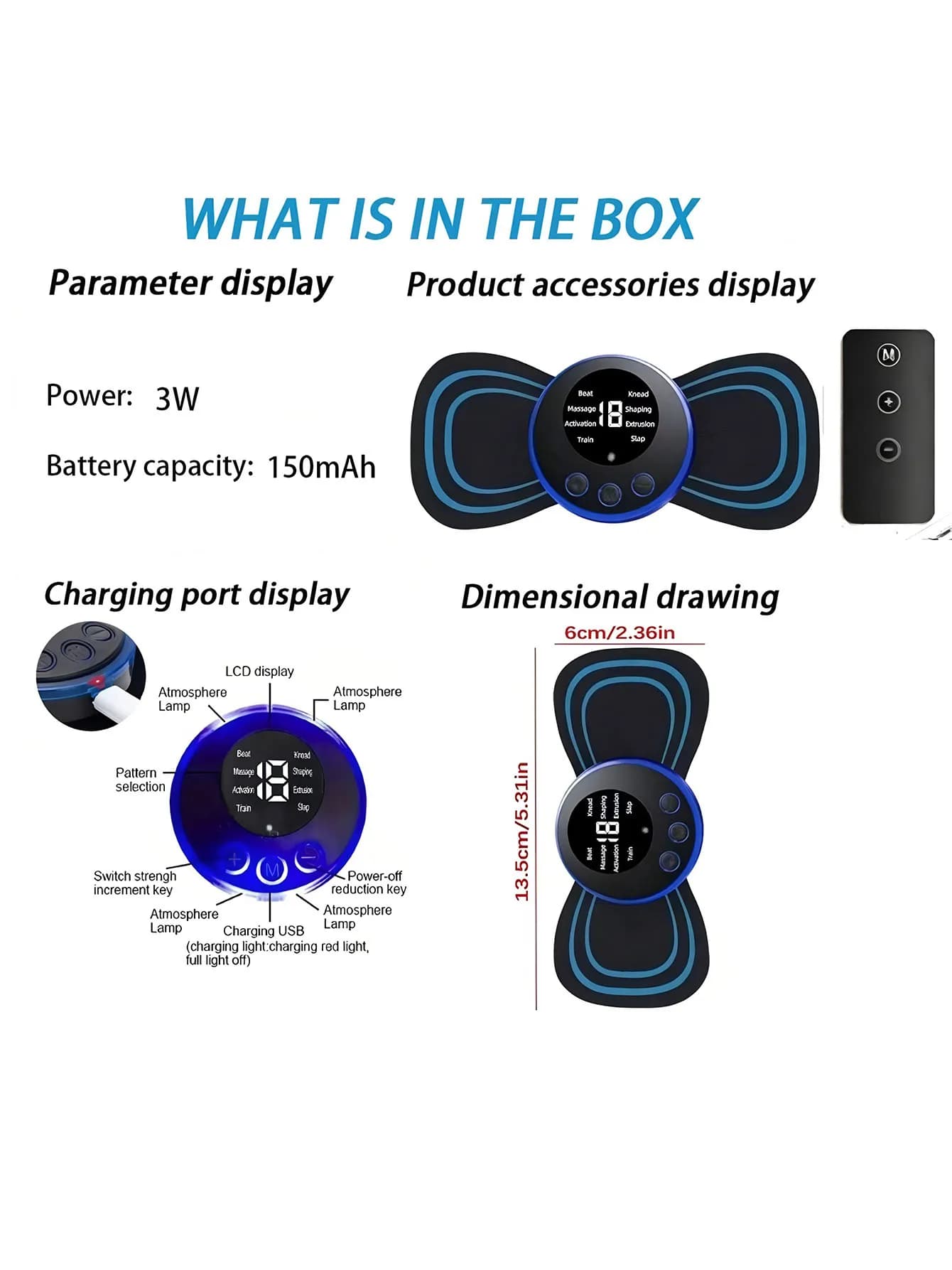 Intelligent electric massager for neck charging portable patch for neck and shoulder massage with multiple adjustable levels