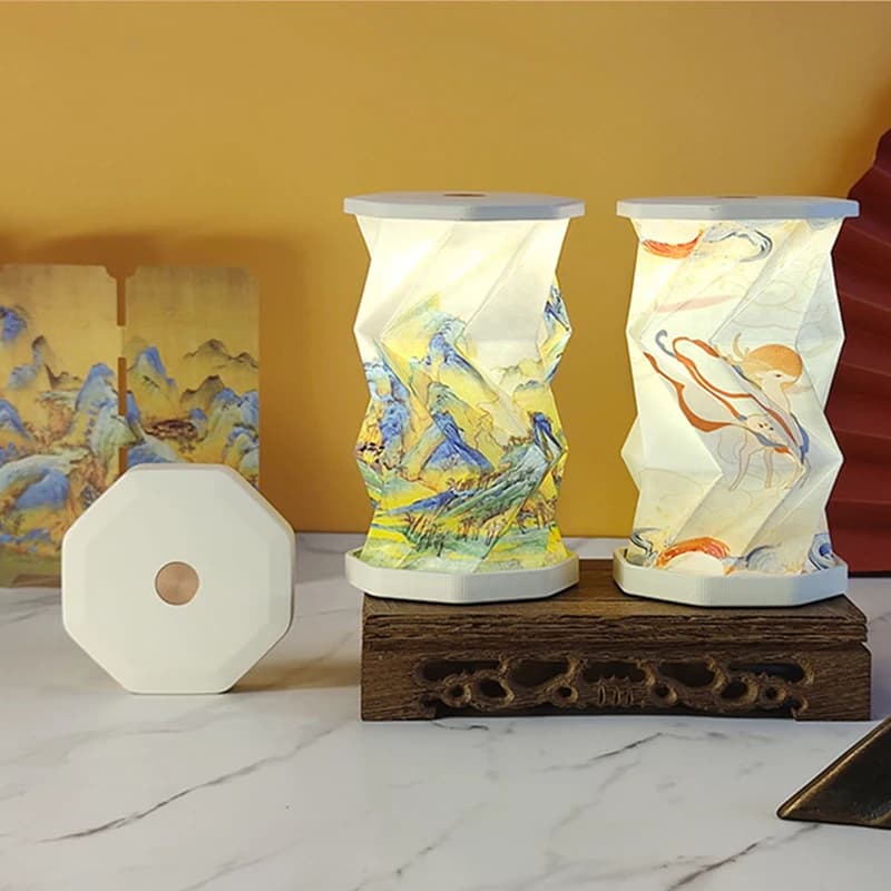 Mini night light paper lantern charging USB portable folding book lamp bedside table light decoration LED table lamp gifts