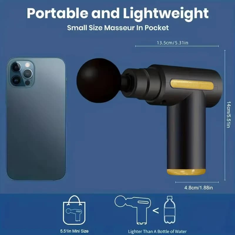 Portable Stripping Massage Gun Electric Percussion Gun Massage Body Relaxation with LED Touch Screen 4 Replaceable Massage Head