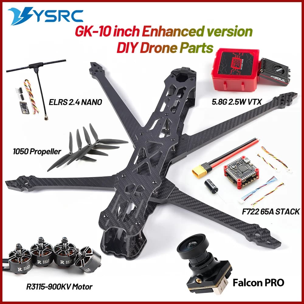 GK-V3 10 inch 435mm Carbon Fiber Frame Kit FAI Drone Kit From TE 5.8G 2.5W VTX F405/F722 65A Stack 3115 900KV For FPV 10 "RC Drone