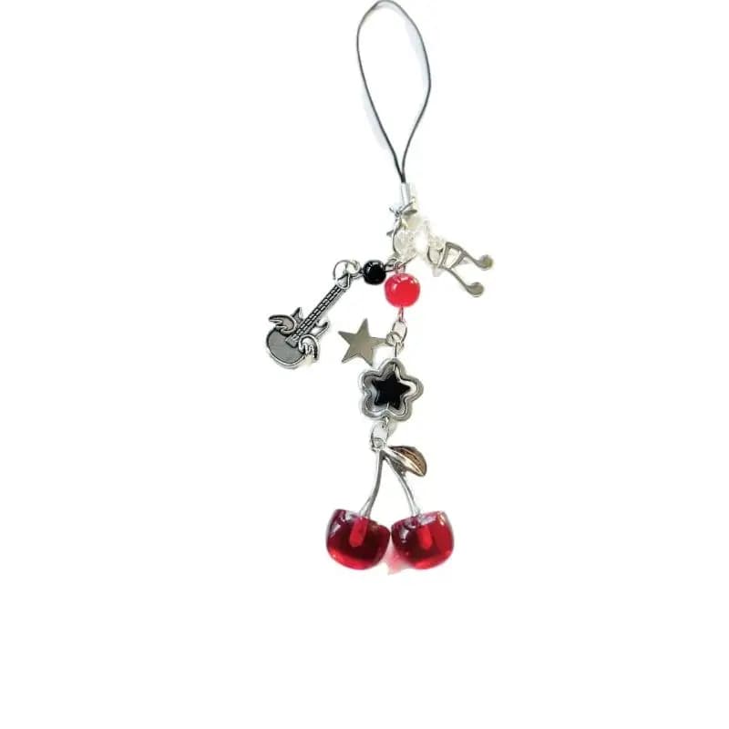 1PC Charms Red Cherry Bow Stars Portachiavi con catena per telefono Y2K Portachiavi con ciondolo per borsa Accessorio Regalo per fidanzata
