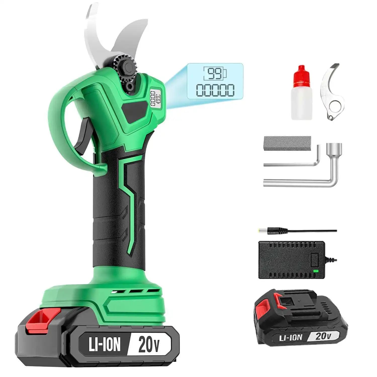 Forbici Elettriche a Batteria Brushless 20V, Cesoie da Giardino Efficienti per Taglio Legno e Potatura, Attrezzo per Potatura
