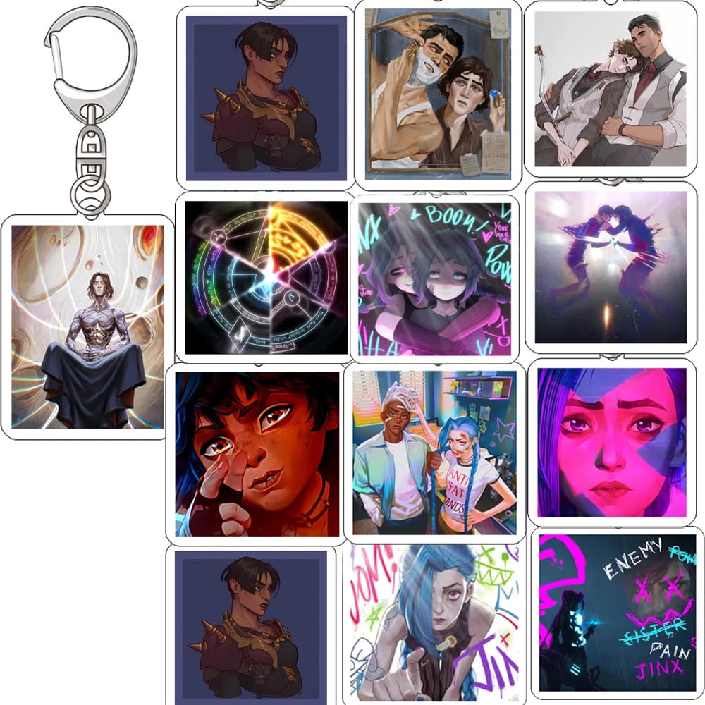 Portachiavi/Ciondolo Acrilico Anime Arcane League Of Legends Jayce Viktor per Fan, Regalo per Ragazze, Gioielli, Charm per Borsa, Carino