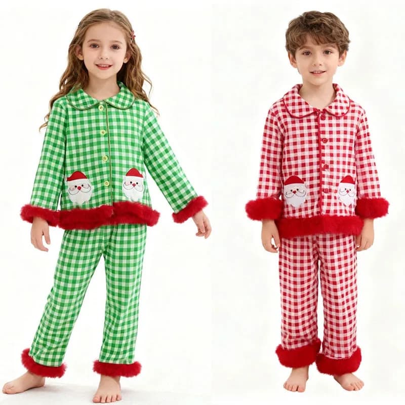 Christmas Baby Pajama Set 2025 Autumn Winter Sleepwear for Boys Plaid Girls Pijama Sets Toddler Homewear Clothing Sets