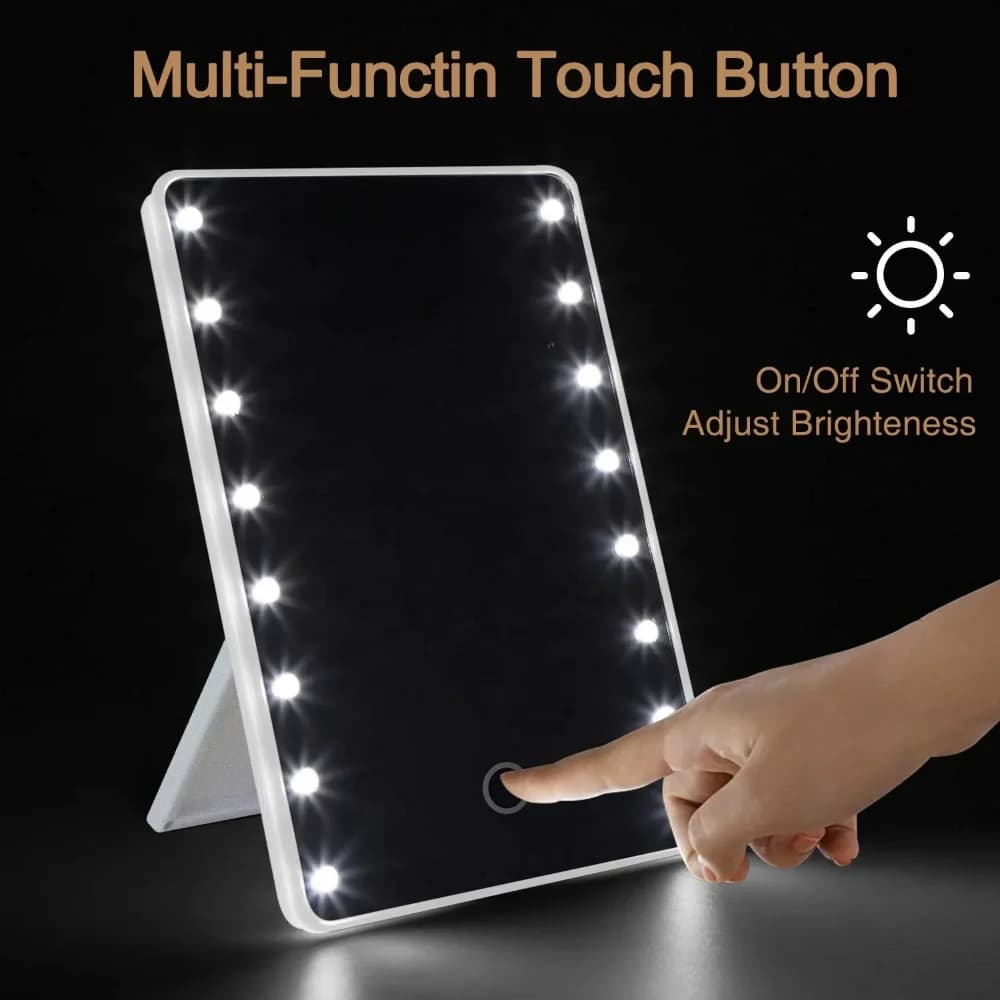Specchio per trucco a 16 LED con luce regolabile touch a LED Specchio cosmetico da tavolo portatile da tavolo Strumenti da toeletta per la casa da viaggio