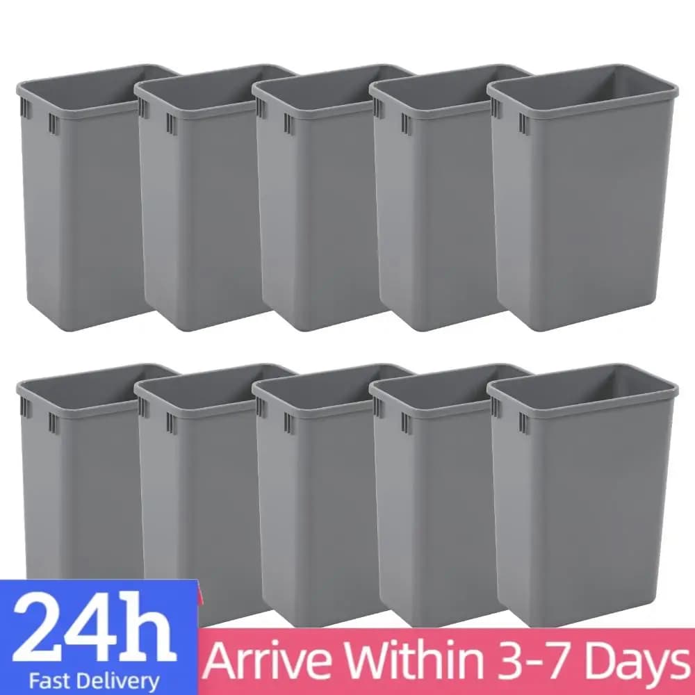 Confezione da 10 contenitori per rifiuti riciclabili da 35 QT, facili da pulire, contenitori estraibili per cucina, bagno, lavanderia, soggiorno, casa, ufficio, dimensioni 14x18x9 pollici.
