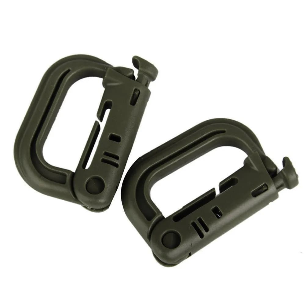 10pcs D-Ring Buckle Tan Grey Green Multipurpose Locking For Webbing Camping Hiking Hunting Tactical Bag Life Vest Lightweight