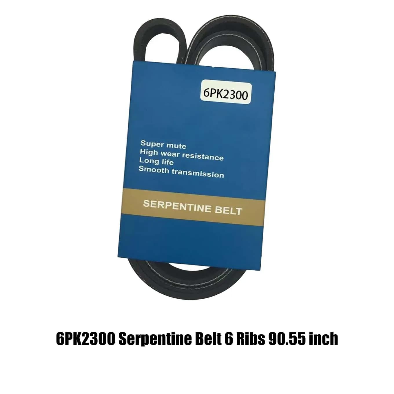 6PK2300 Serpentine Belt 6Ribs 90.55inch for Lacrosse2005-2009 Camaro 1990-1992 Equinox 2006-2009 G10 1993-1995 Safari 1990-1994