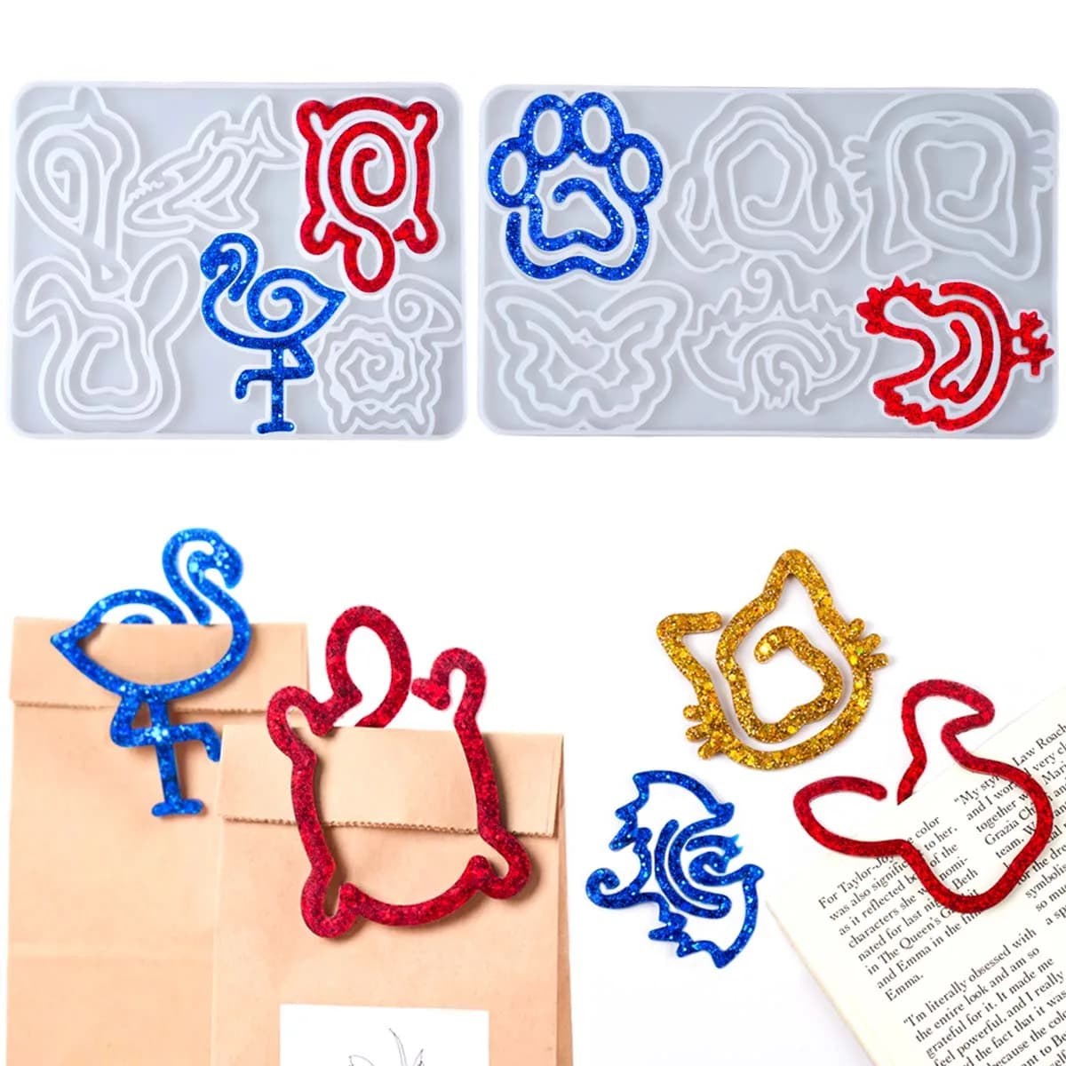 Stampo in silicone segnalibro animale 3D fai da te fatto a mano a forma di tartaruga gatto graffetta stampi artigianali in resina epossidica di cristallo decorazioni per l'home office