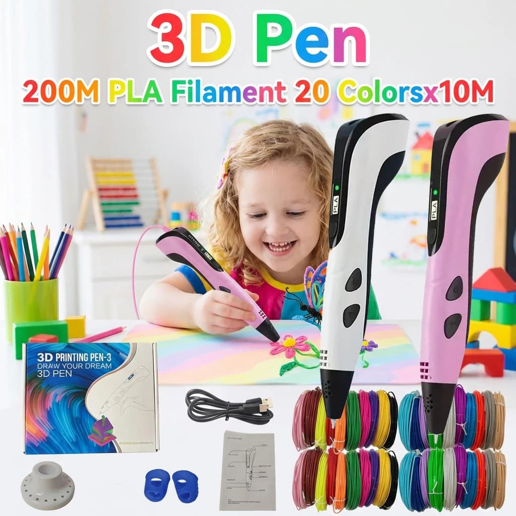 3D Pen for Children, Filament PLA 1.75mm, DIY Design, Birthday Gift and Children Christmas Gift