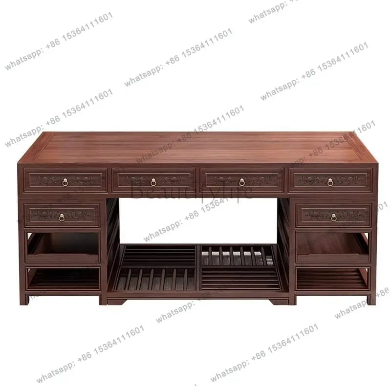 Solid wood office boss table set combination calligraphy writing table