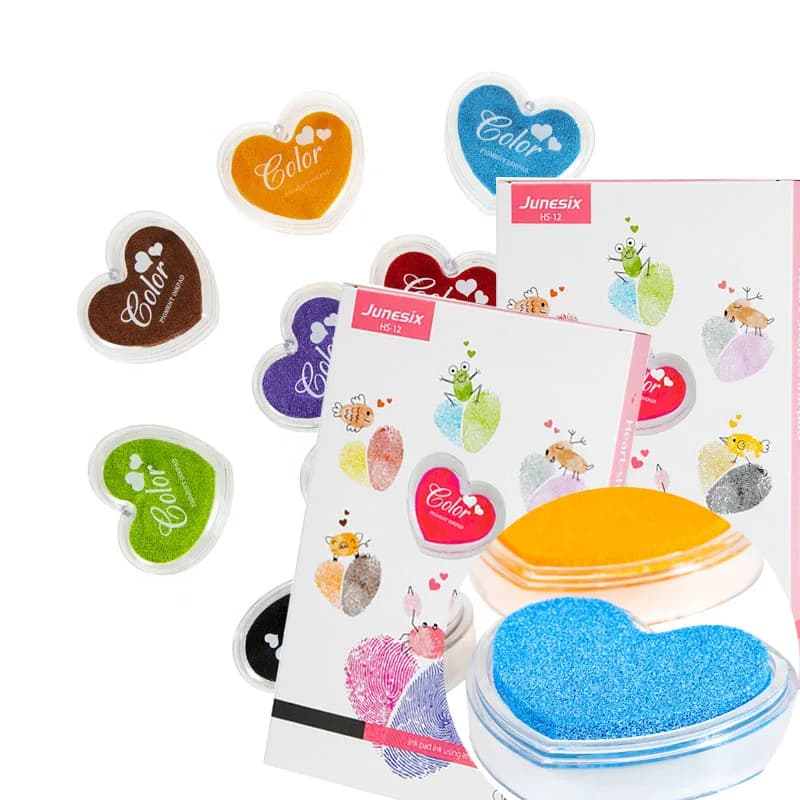 12-piece Candy-colored Love Stamp Pad Set Environmentally Friendly Quick-drying Children's Cute Rubber Stamp Carving Ink Pad
