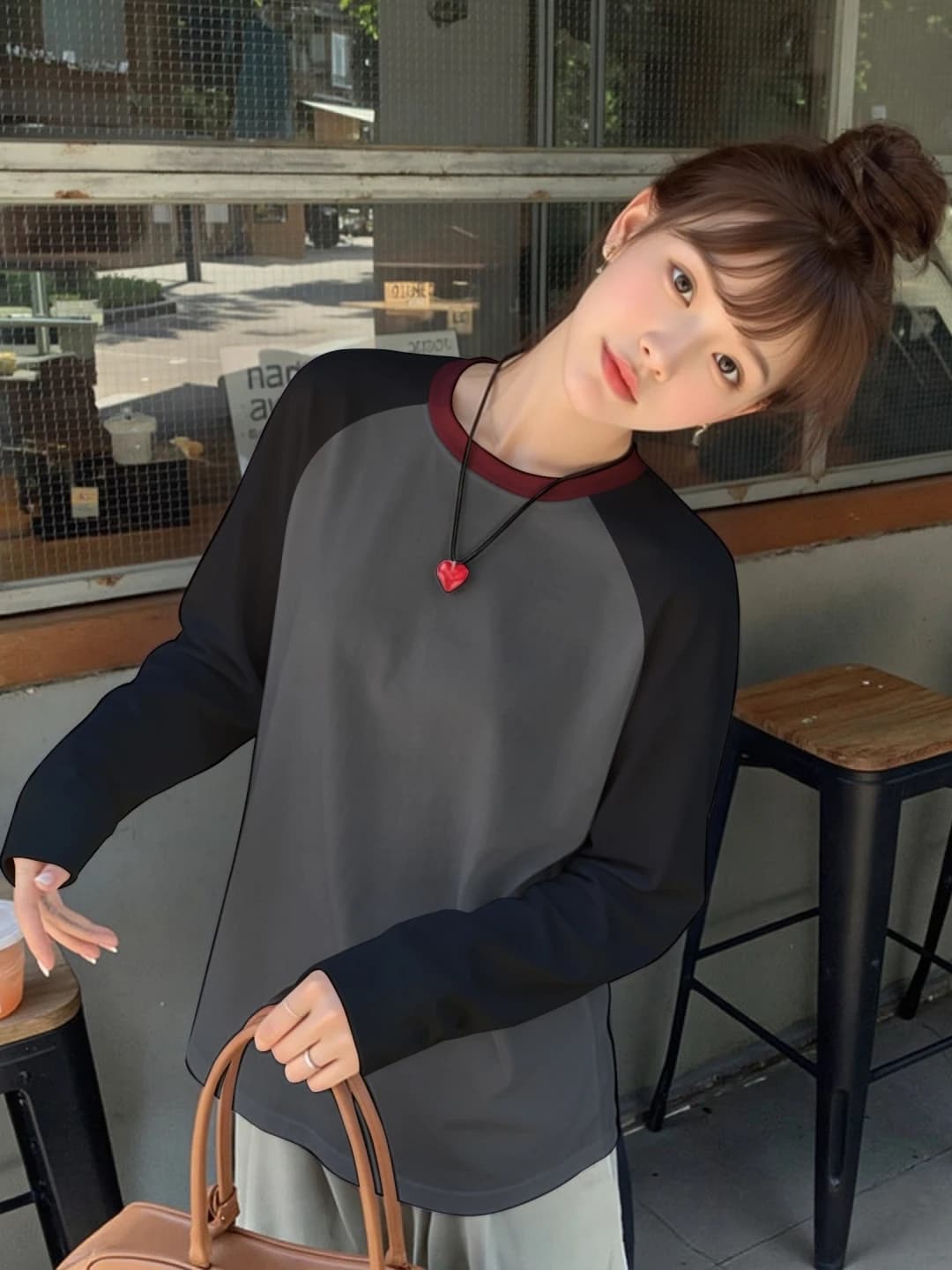 Casual Style Women's T-shirt Shoulder Insert Long Sleeve Midi Length Fashionable Color Block Outerwear Commute Top Spring Aut...