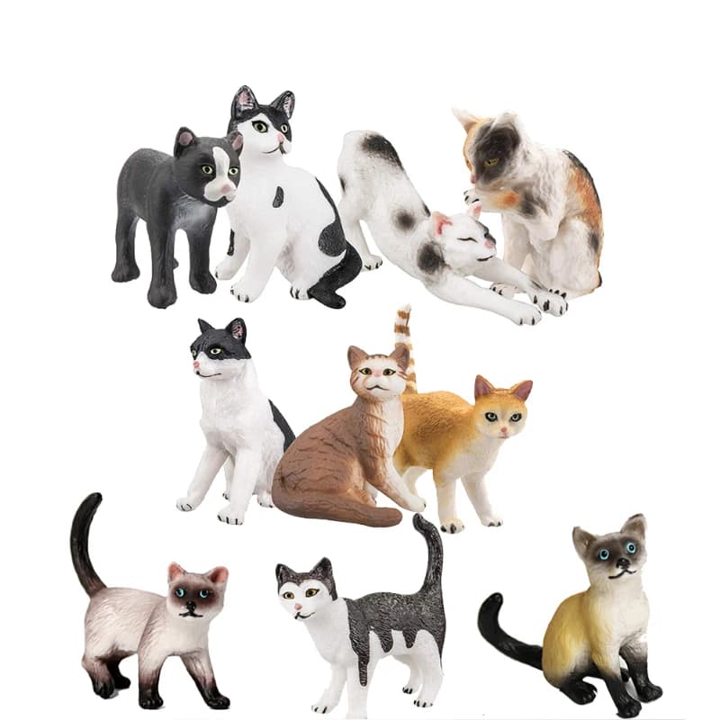 Giocattoli modello gatto Animali da fattoria Miniature Figure di gatti siamesi Figurine di animali Action Figure Toy Compleanno Regali per bambini Giocattoli per bambini